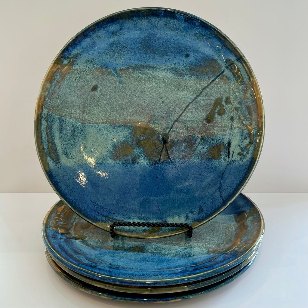 Set of Four Blue Plates BB