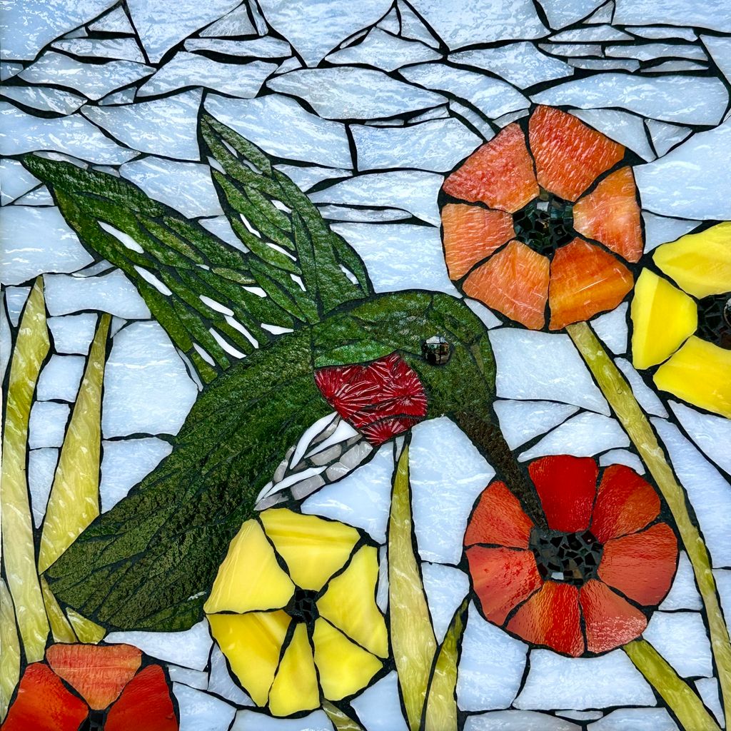 Hummingbird w/Poppy Flowers
