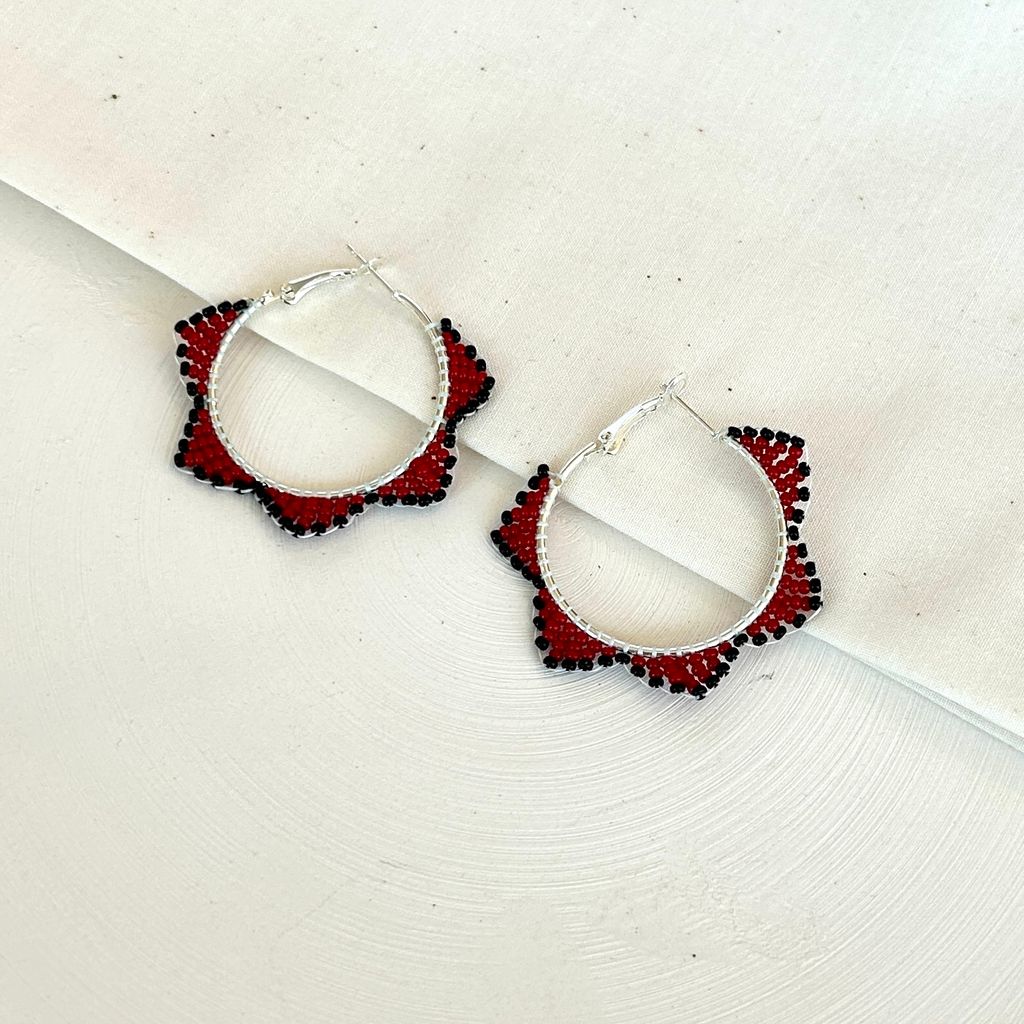 Black and Red Hoop Earrings ZS