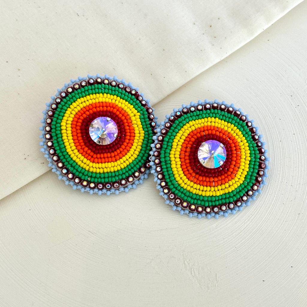 Gem Flat Stitch Earrings ZS