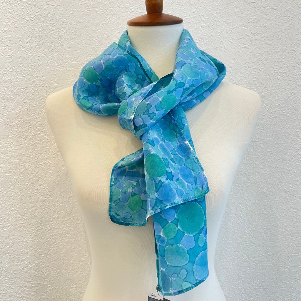 Painted Blue Silk Scarf CH