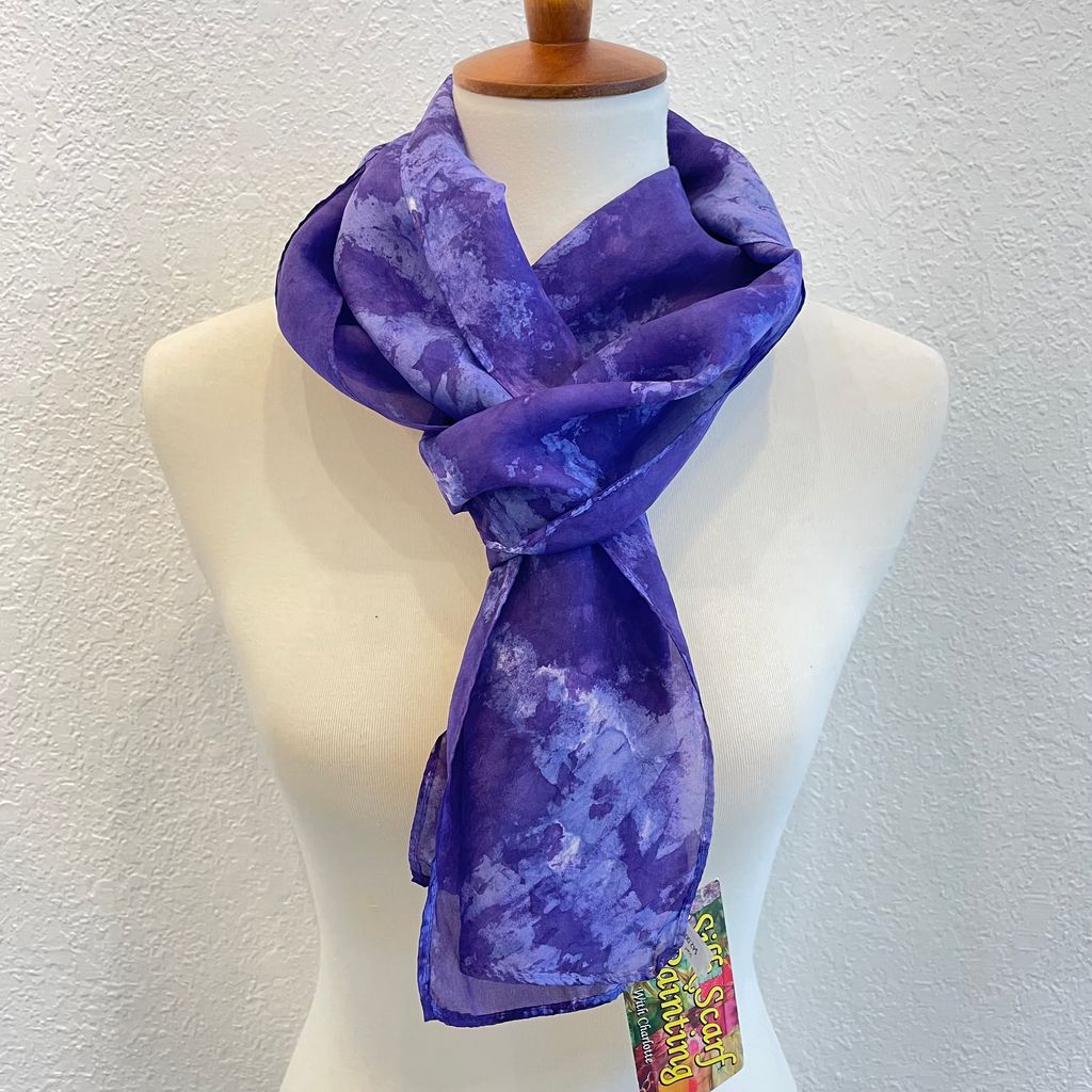 Painted Purple Silk Scarf CH