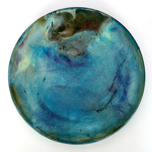 Large Raku Blue Plate