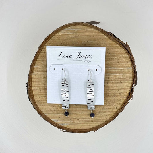 Birch Bark Earrings with Sapphire LJ