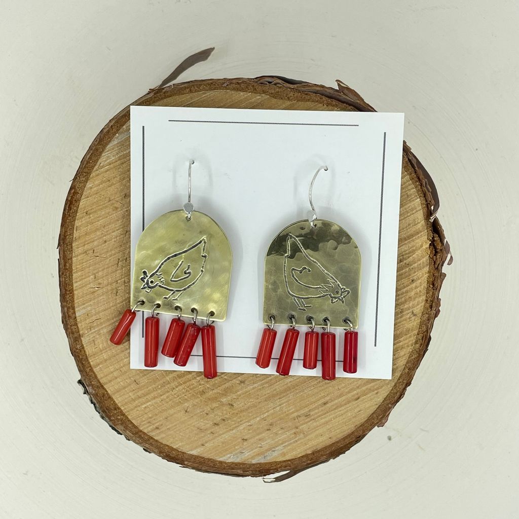 Chicken on Brass Earrings EP