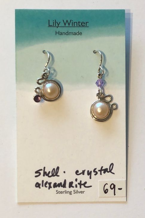 Shell Crystal Alexandrite Earrings