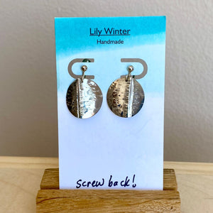 Screw Back Earrings, Silver