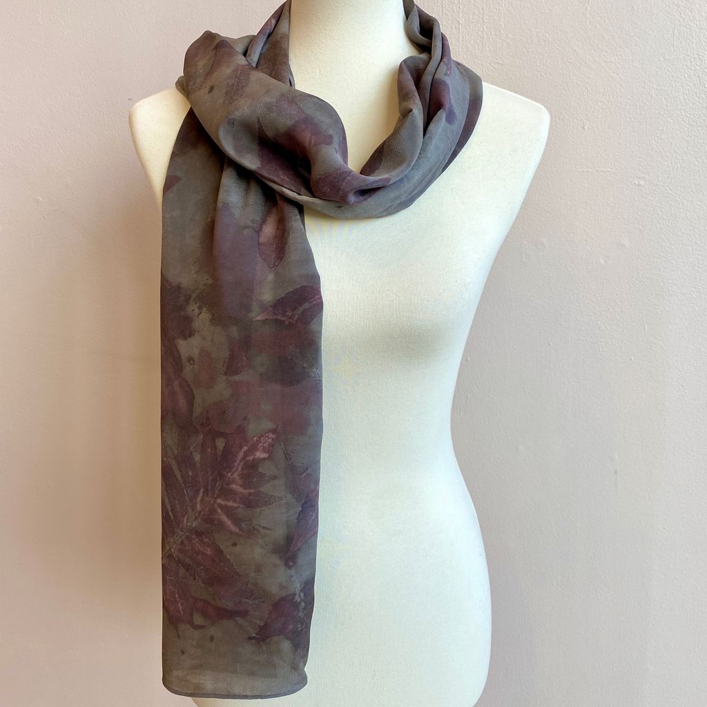 Eco Print Scarf - Purple/Grey