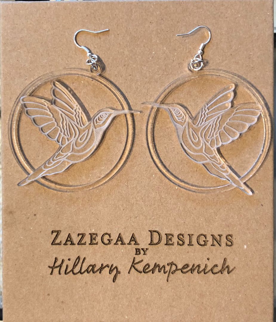 Clear Hummingbird Drop Earrings