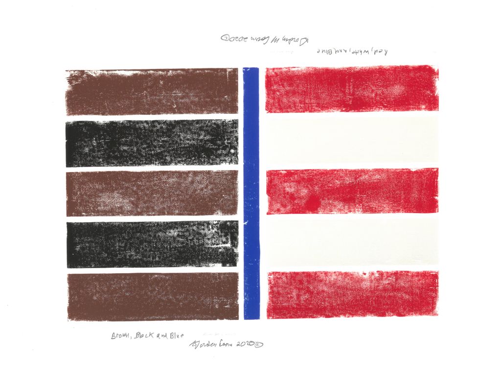 Red White Blue upsidedown Brown Black