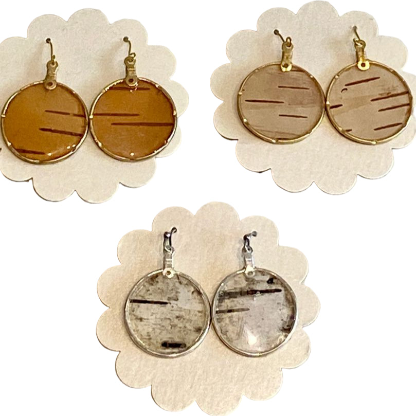 Birch Bark Earrings - Large Circle