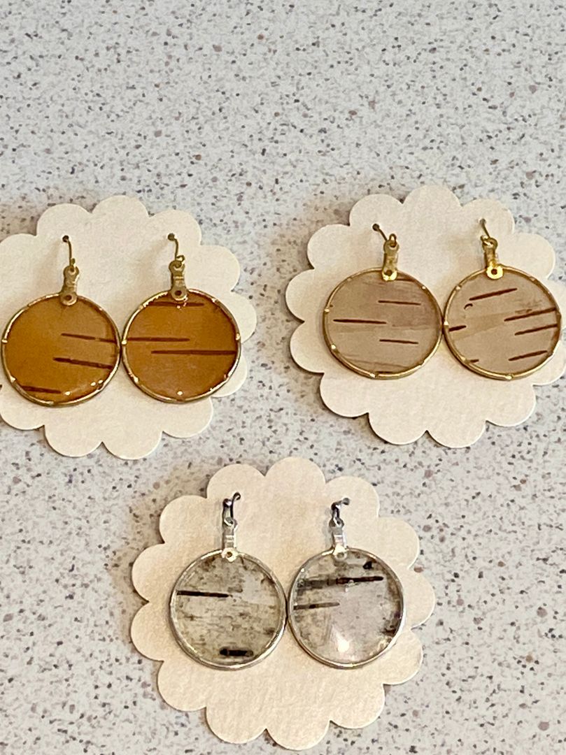 Birch Bark Earrings - Large Circle